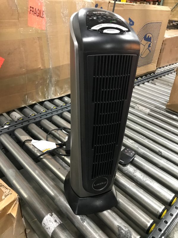 Photo 2 of Lasko 1500W Electric Oscillating Ceramic Tower Space Heater with Remote Control 751320 Black
