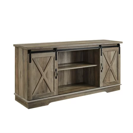 Photo 1 of 58" Sliding Barn Door TV Console - Grey Wash
