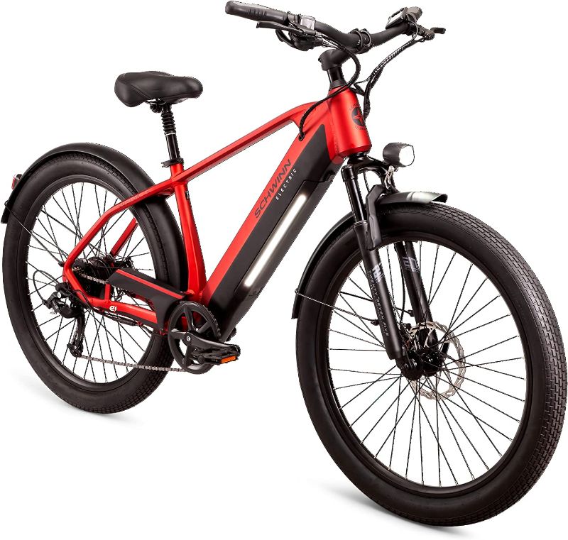 Photo 1 of Schwinn Coston CE Adult Electric Hybrid Bike, Step-Over Frame, Small/Medium, Matte Red