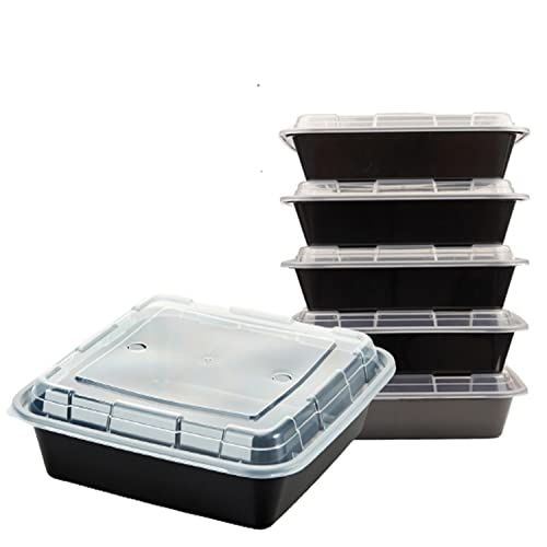 Photo 1 of [100 Sets] 48oz Square Meal Prep Containers, Black Plastic Containers, to Go Container, Bento Box, Lunch Box, Food Storage Container, BPA Free, Reusab
