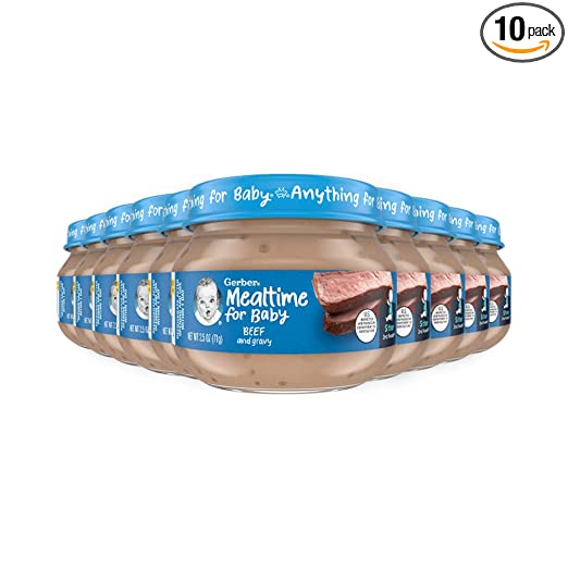 Photo 1 of Gerber Baby Foods 2nd Foods Meat, Beef & Gravy, Mealtime for Baby, 2.5 Ounce Jar (Pack of 10)
EXP:06/30/2022