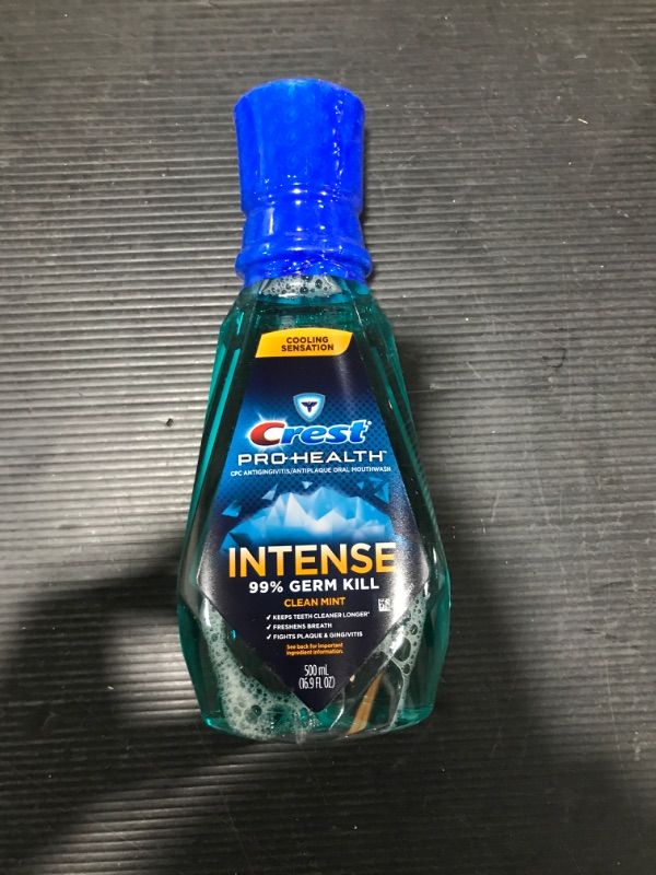 Photo 2 of Crest Pro Health Intense Mouthwash, Clean Mint, 16.8 Fluid Ounce (Packaging May Vary)
EXP:05/2023