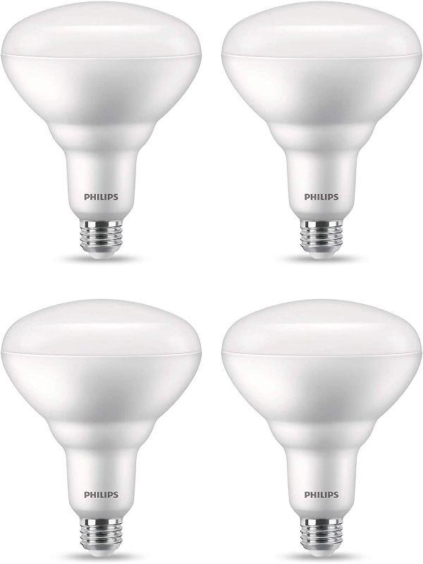 Photo 1 of Philips LED Flicker-Free BR40 Light Bulb, Dimmable Warm Glow Effect, EyeComfort Technology, 2175 Lumen, 2200-2700K, 20W=150W, E26 Base, Title 20 Certified, 4-Pack
