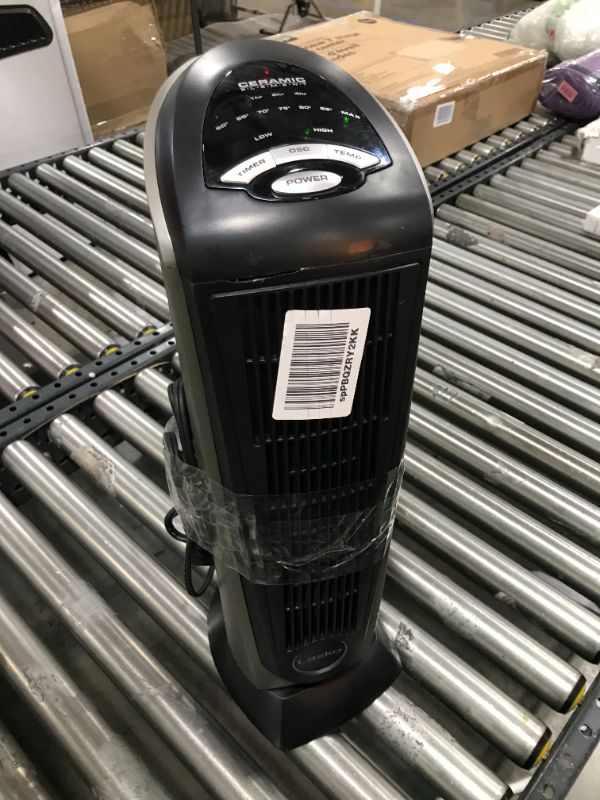 Photo 2 of Lasko Oscillating Ceramic Tower Space Heater for Home with Adjustable Thermostat, Timer and Remote Control, 22.5 Inches, Grey/Black, 1500W, 751320