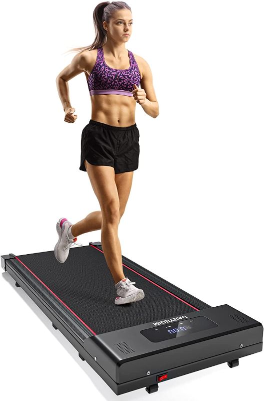 Photo 1 of Under Desk Treadmill DAEYEGIM 2 in 1 Walking Pad Desk Treadmill, Powerful and Quiet Walking Jogging Running Treadmill with Remote Control, Portable, Slim, Compact and Installation-Free for Home/Office
