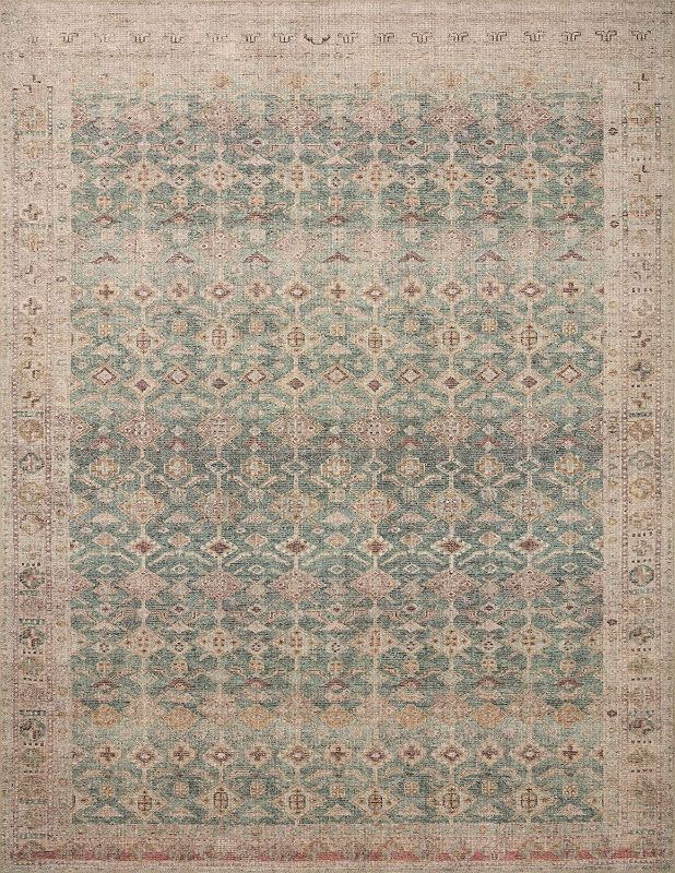 Photo 1 of Angela Rose x Loloi Aubrey Collection AUB-02 Aqua / Sand, Traditional 2'-0" x 5'-0" Accent Rug
