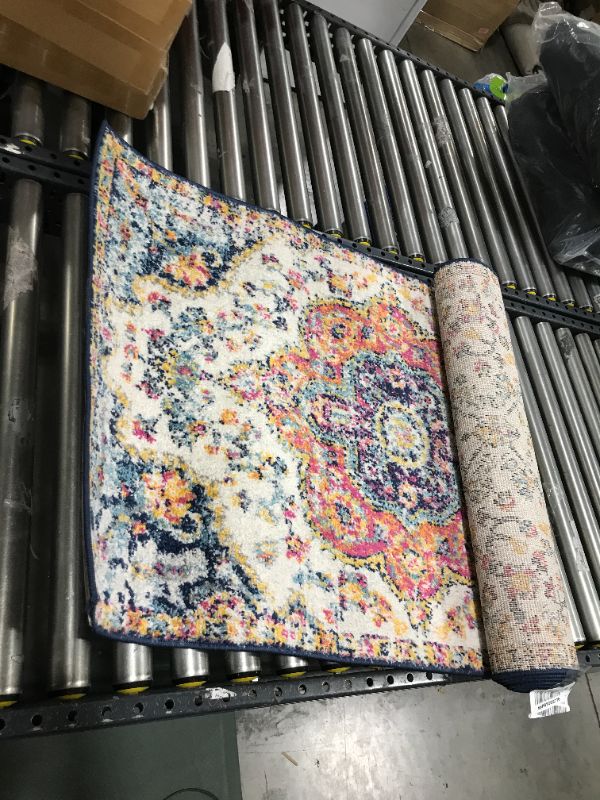 Photo 2 of Alois Pink/Blue Oriental Area Rug 2'7" x 10'