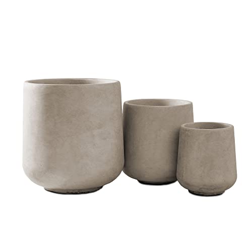 Photo 1 of 17.3 in. Tall, Set of 3 Round Lightweight Concrete Outdoor Planter
