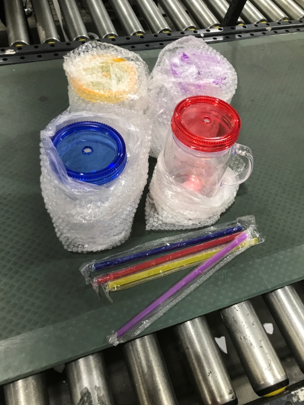 Photo 1 of 4 cup lid and straw mug set multi colored