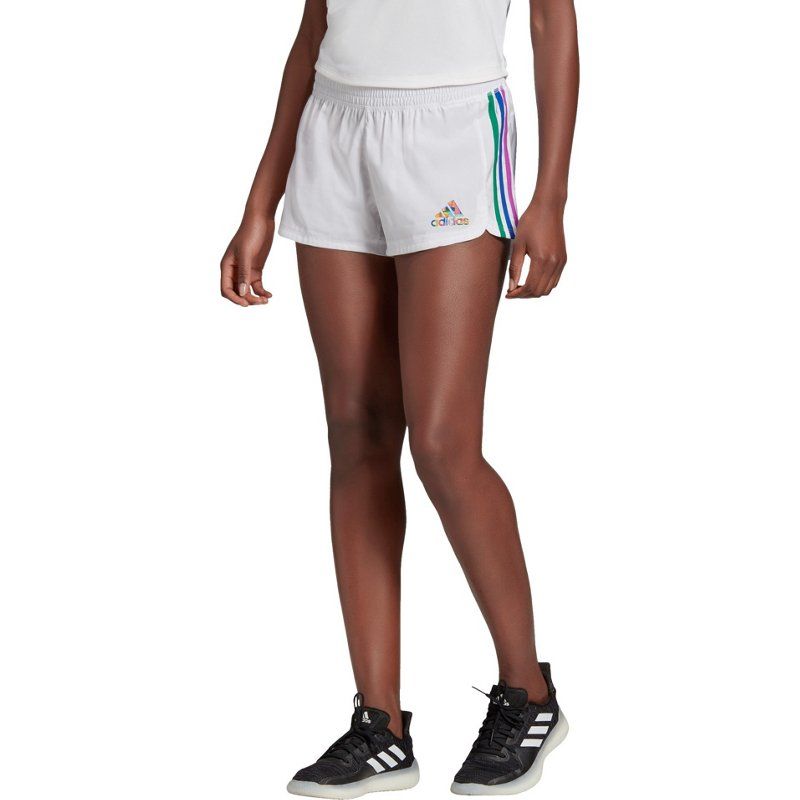 Photo 1 of Adidas Women's 3-Stripes Woven Training Shorts 3 in White, Large - PRIDE PACER SHORTS - 