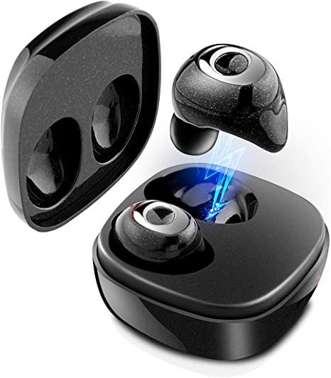 Photo 1 of True Wireless Earbuds Bluetooth 5.0 Headphones (Black), Sports in-Ear Twins HD Stereo Mini Headset Built-in Mic Extra Bass IPX7 Waterproof Noise Cancelling Earphones with Charging Case