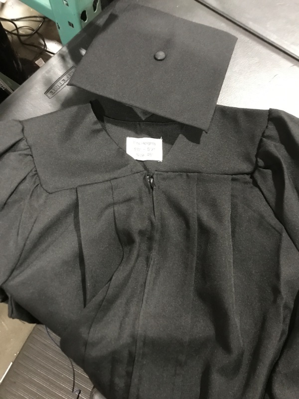 Photo 2 of BLACK CAP AND GOWN - FITS HEIGHT (5'0" - 5'2")