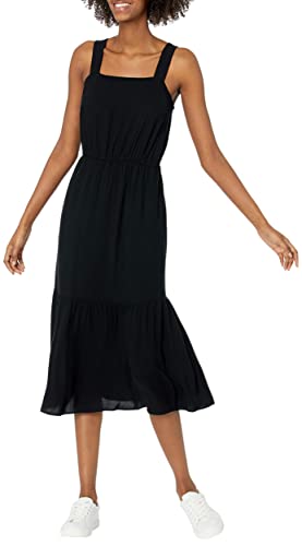 Photo 1 of Amazon Essentials Women's Fluid Twill Tiered MIDI Summer Dress, Black, X-Large