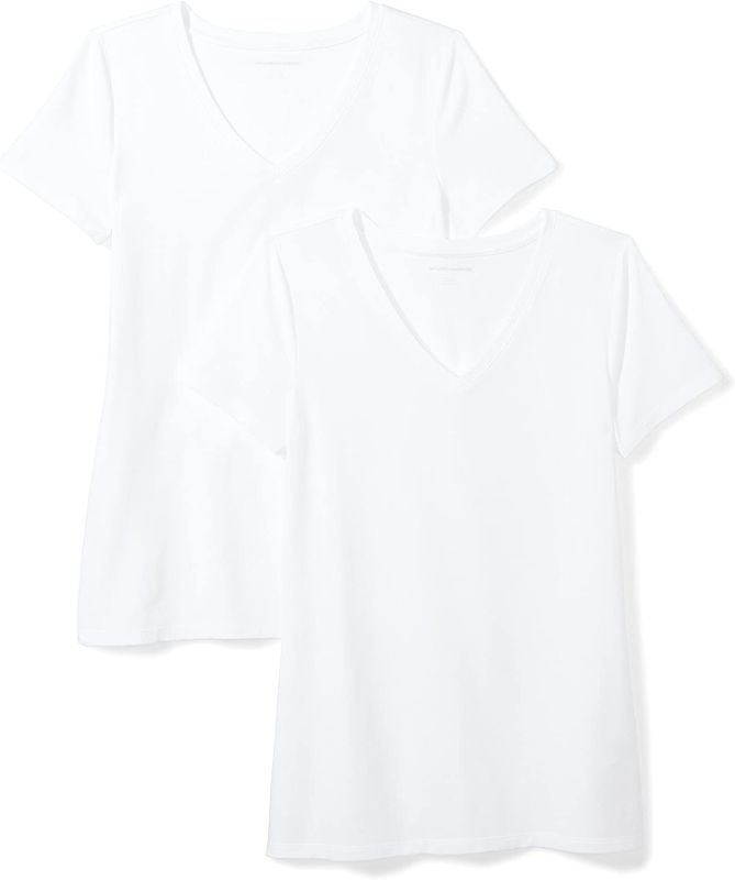 Photo 1 of AMAZON ESSENTIALS - WHITE - V NECK - T SHIRT - 