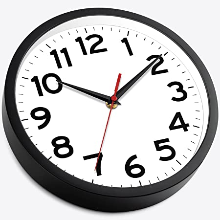 Photo 1 of  Modern Wall Clocks Battery Operated - Analog Small Classic Clock for Office, Home, Bathroom, Kitchen, Bedroom, School, Living Room(Black)