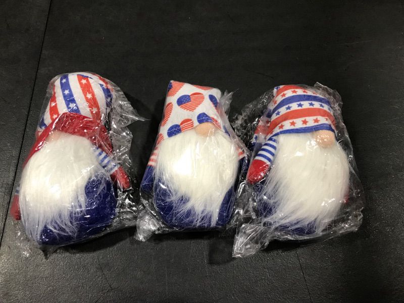 Photo 2 of 3 Pieces Cmas Gnomes Holiday Tomte 4th of July Gnomes Plush Decorations Veterans Day Tomte Decoration Gnome Figurines Stars and Stripes Nisse Handmade Scandinavian Ornaments Plush gnome