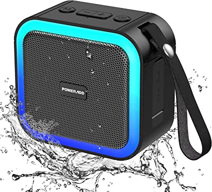 Photo 2 of EGQINR Portable Bluetooth Speakers, IPX7 Waterproof Wireless Speaker with 15W HD Stereo Loud Volume LED Lights Dual Pairing 24H Playtime Built-in Mic Outdoor Home & Travel