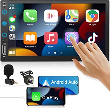 Photo 2 of Double Din Car Stereo Radio Voice Control Apple Carplay & Android Auto, 7In HD LCD Touch Screen Bluetooth 5.2, MP5 Player with Mirror Link, Front/Backup Camera, USB/SD A/FM Audio Receiver, Subwoofer

SIZE  5.51 x 6.3 x 8.27 inches