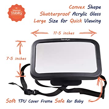 Photo 1 of Facekyo Baby Car Mirror, Wider Crystal Clear View Mirror for Safety Car Seat Rear Facing Infant, Stabilization, Shatterproof & Easy Installed Baby Mirror for Car