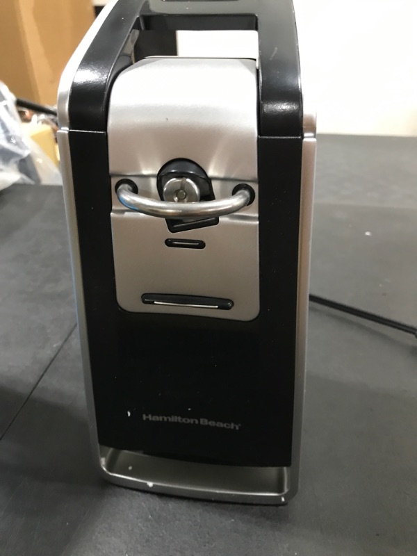 Photo 2 of Hamilton Beach (76606ZA) Smooth Touch Electric Automatic Can Opener with Easy Push Down Lever, Opens All Standard-Size and Pop-Top Cans, Extra Tall, Black and Chrome