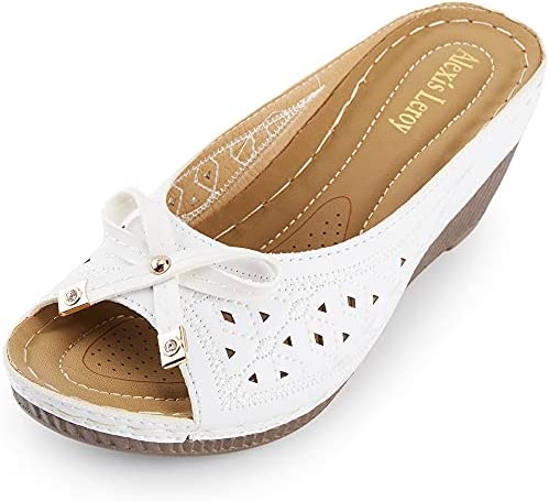 Photo 1 of Alexis Leroy Women's Hollow Out Bow Slide Wedge Sandals (SIZE 41) 
