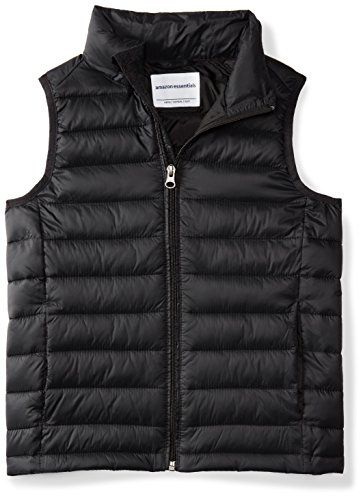 Photo 1 of Amazon Essentials Boys' Lightweight Water-Resistant Packable Puffer Vest, Black, Medium
