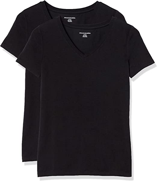 Photo 1 of AMAZON ESSENTIALS - 2 PACK - BLACK - V NECK - SHORT SLEEVE -2XL 