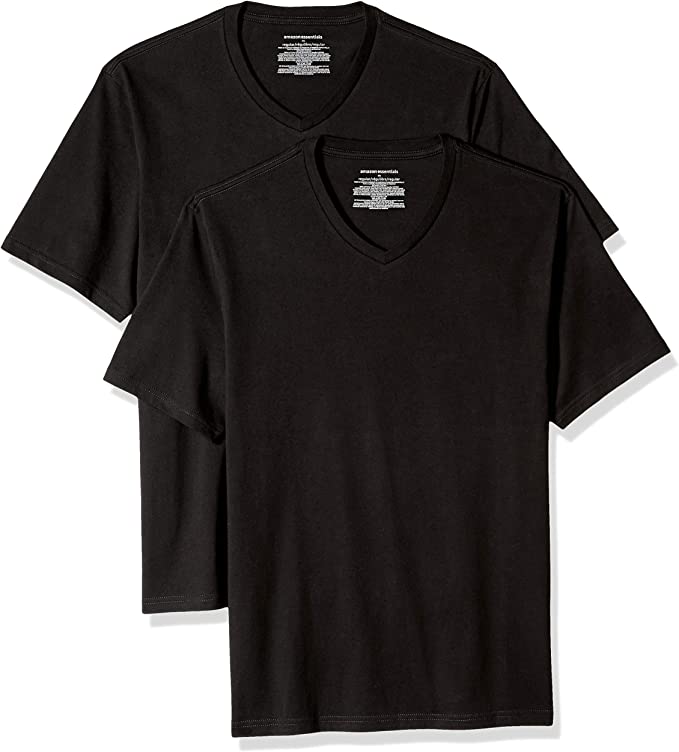 Photo 1 of Amazon Essentials Men's Regular-Fit Short-Sleeve V-Neck T-Shirt, Pack of 2 - SMALL - 
