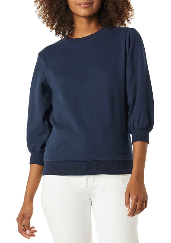 Photo 1 of Amazon Essentials Women's French Terry Fleece Sleeve Detail Crewneck Sweatshirt SIZE S