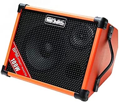 Photo 1 of Coolmusic BP80 Battery Powered Acoustic Guitar Amplifier- Portable Bluetooth Speaker 100W, 6 Inputs,3 Band EQ,Orange
