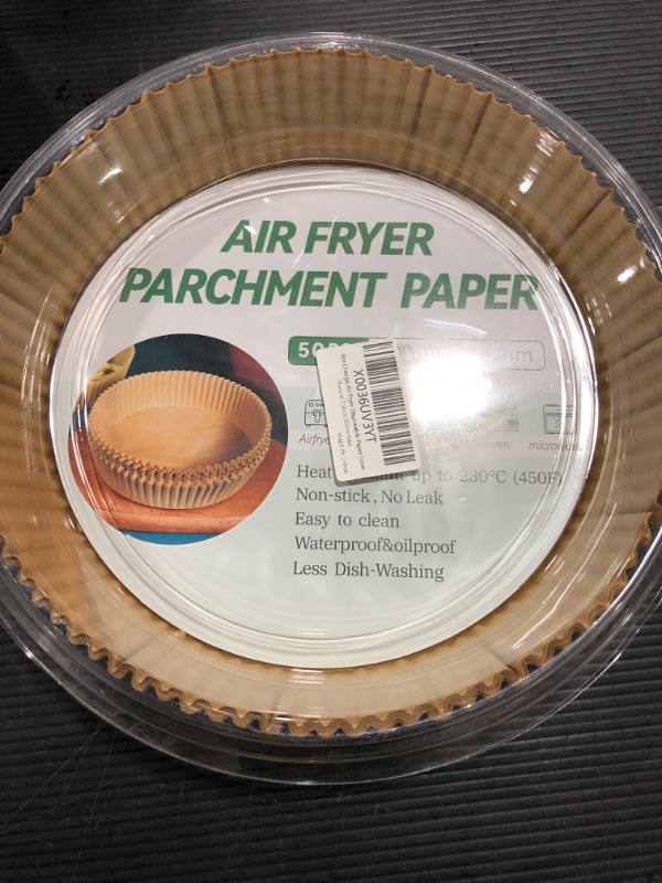 Photo 2 of 50 Pcs Air Fryer Disposable Paper Liner, 6.3 Inch Non-stick Disposable Baking Paper, Unperforated Round Parchment Paper Sheets for Air Fryer Steaming Basket Baking Oven 
