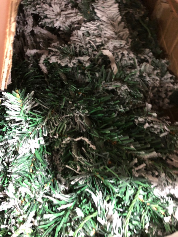 Photo 1 of 8 FEET AMERIQUE Premium Artificial Full Body Shape Christmas Tree with Metal Stand, Heavily Flocked Snow, Unlit