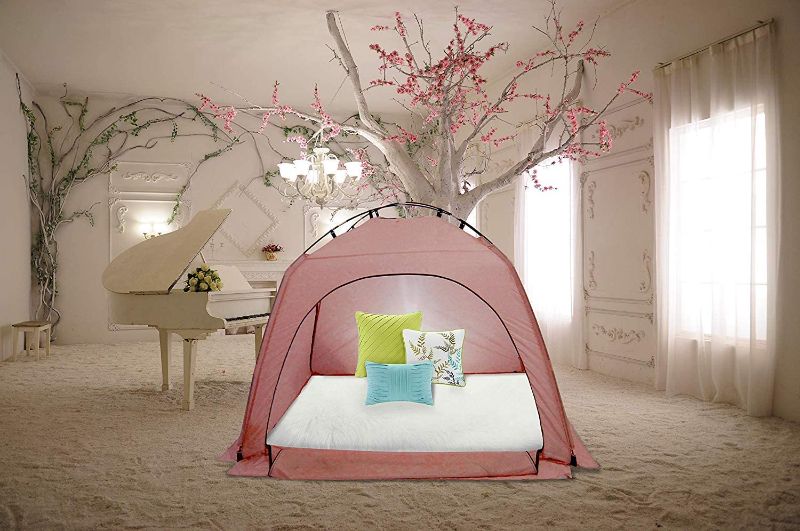 Photo 1 of ABULU Child's Indoor Privacy Indoor Warm Tent Privacy Play Tent on Bed Blackout Sleep Cozy in Drafty Room(Pink79 x 59" x 57")