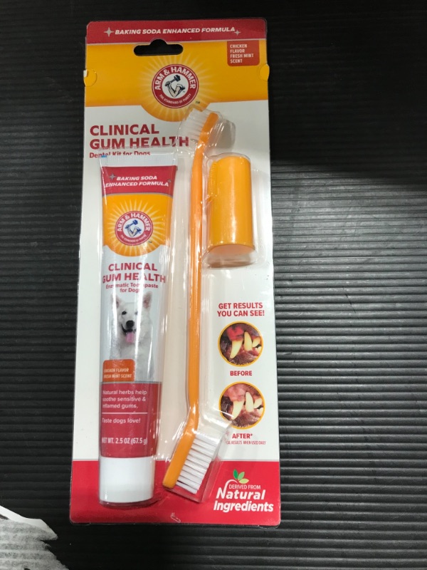 Photo 2 of Arm & Hammer for Pets Clinical Gum Health Kit for Dogs, Toothpaste for Dogs - Dog Toothbrush & Dog Toothpaste - Soothes Inflamed Gums, 3-Piece Kit for Dog Teeth Cleaning from Arm and Hammer