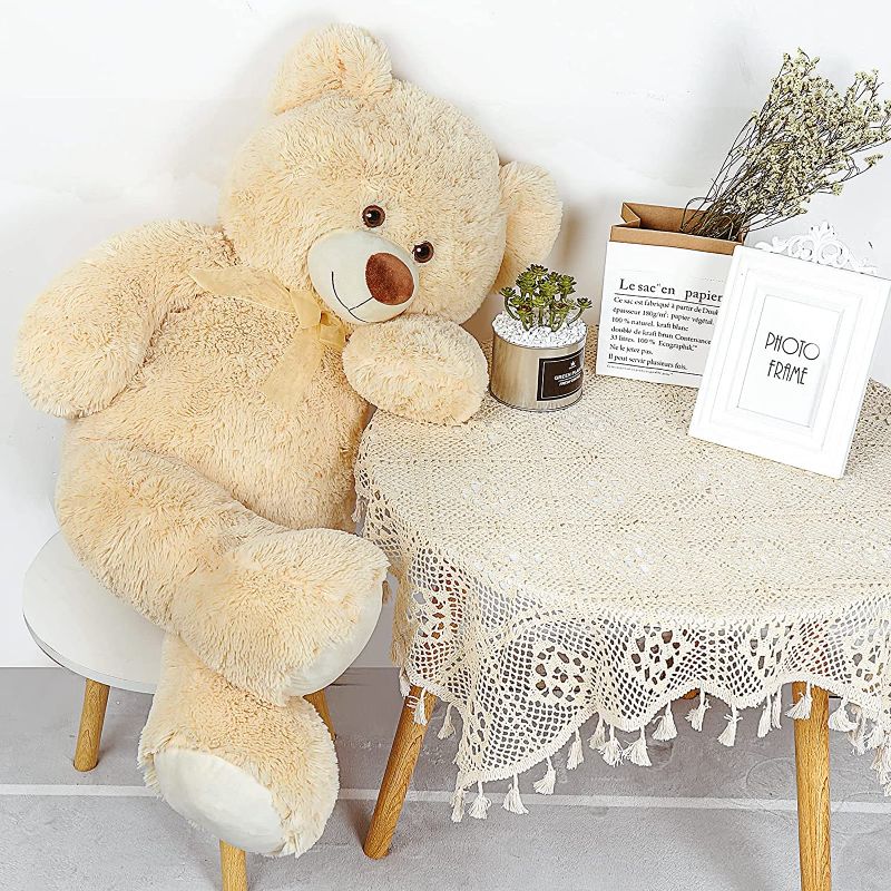 Photo 1 of DOLDOA Giant Teddy Bear Soft Stuffed Animals Plush Big Bear Toy for Kids, Girlfriend 35.4 inch(Beige)
