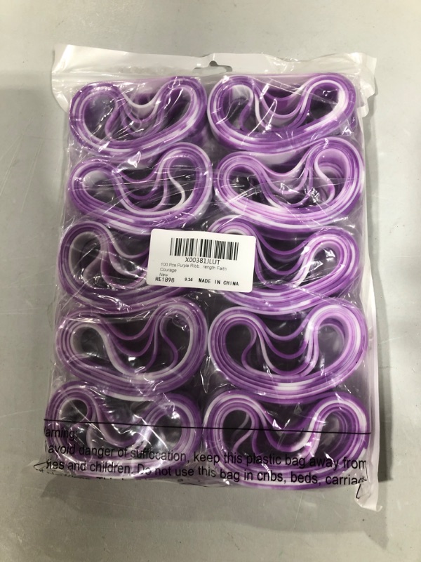 Photo 1 of 100 Pcs Purple Ribbon Cancer Awareness Bracelets Silicone Ribbon Wristbands Silicone Bracelet Purple Awareness Items Gifts for Alzheimers Lupus Pancreatic Cancer Women Men, Hope Strength Faith Courage
