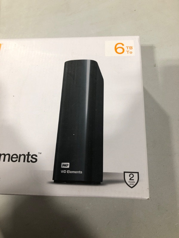 Photo 4 of WD 6TB Elements Desktop External Hard Drive, USB 3.0 external hard drive for plug-and-play storage - WDBWLG0060HBK-NESN - SEALED - - -- -
