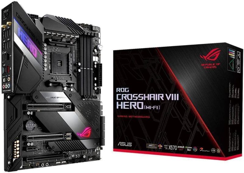 Photo 1 of ASUS ROG X570 Crosshair VIII Hero (Wi-Fi) ATX Motherboard with PCIe 4.0, on-Board WiFi 6 (802.11Ax), 2.5 Gbps LAN, USB 3.2, SATA, M.2, Node and Aura Sync RGB Lighting
OPEN BOX FOR PHOTOS 