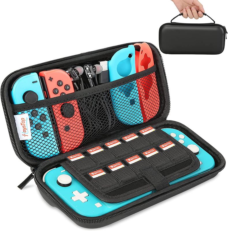 Photo 1 of HEYSTOP Carry Case for Switch Lite, Protective Hard Portable Travel Carry Case Shell Pouch with 10 Game Pockets for Accessories and Games - Black
