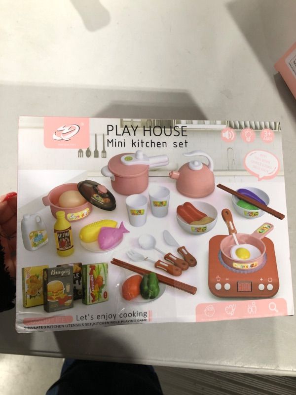 Photo 2 of BAIMINGGE Play Food Sets for Kids, Kitchen Play Kitchen Food, Realistic Food Toys Kitchen Accessories for Kids, Cooking Utensils Toys, Birthday Gift Educational Toys Food Assortment