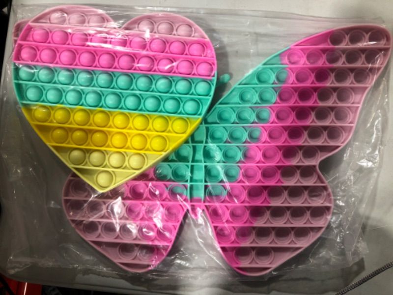 Photo 1 of 193 Bubbles 15.5 Inch Giant Big Pop Fidget Sensory Toys, ASONA Easter Basket Stuffers for Girls Kids, Jumbo Huge Mega Push Poppers Stress Reliever for Kids Autism and Adult, Butterfly Heart 2 Pack
