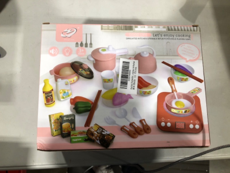 Photo 2 of BAIMINGGE Play Food Sets for Kids, Kitchen Play Kitchen Food, Realistic Food Toys Kitchen Accessories for Kids, Cooking Utensils Toys, Birthday Gift Educational Toys Food Assortment