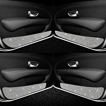 Photo 1 of 4-Pieces Bling Car Door Anti-Kick Pad, Crystal Car Door Protective Pad, Diamonds Anti-Collision Sticker(2 Pieces for Front Door and 2 Pieces for Back Seat Door) (Bright Color)