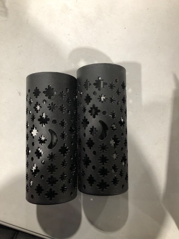 Photo 2 of 2 Pack Grave Vase Cemetery Vases Grave Flower Vases Grave Markers Flowers Holder Floral Memorial Plastic Decorations Cones with Long Spike Stakes and Drainage Holes for Headstone Gravestone-Black