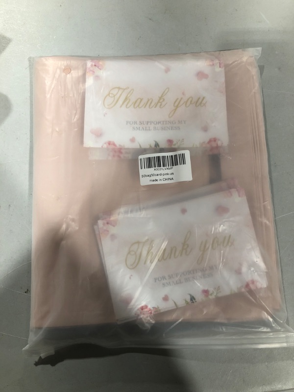 Photo 2 of 50Pcs Poly Mailers 10x13 Inch with 50Pcs Thank You Cards, Packaging Bags for Small Business, Shipping Bags for Clothing, Small Business Packaging Suppilies pink