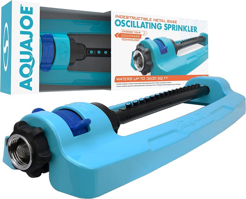 Photo 1 of Aqua Joe SJI-OMS16 Indestructible Metal Base Oscillating Sprinkler with Adjustable Spray, 3600-Square Foot Coverage
