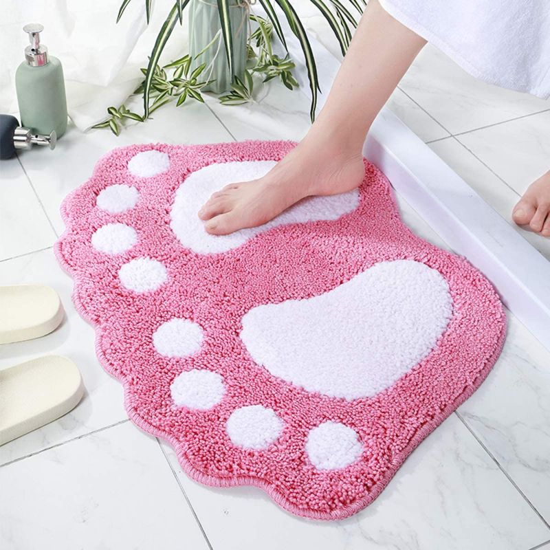 Photo 1 of Aiegoor Bathroom Rugs Mats Water Absorbent Non-Slip Mat Used in Bathroom, Shower, Room, Etc.Soft Microfiber Bath Mat Machine Washable Bath Mat Big Feet Bathroom Mat (Pink, 19x26'')
