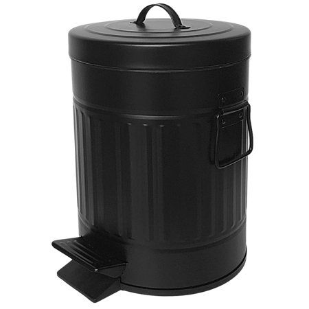 Photo 1 of Autumn Alley Black Metal Farmhouse Pedal Trash Can - Modern Farmhouse Bathroom Accessories
