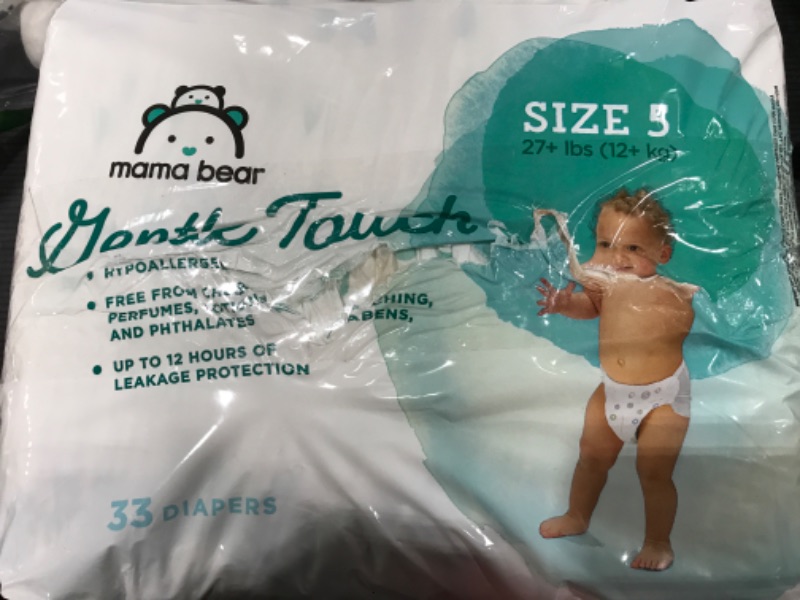 Photo 2 of Amazon Brand - Mama Bear Gentle Touch Diapers, Hypoallergenic, Size 5, 33 Count Size 5 (33 Count)