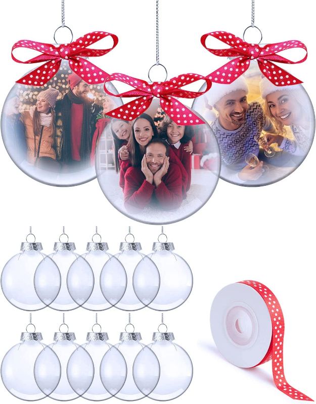 Photo 1 of 23 Pcs(3.15"/80mm) Flat Round Clear Plastic Fillable Ball Ornament Set Christmas Tree Ornaments ,Clear Plastic Ornaments for Crafts fillable 